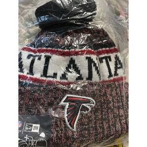 ATLANTA FALCONS NEW ERA KNIT CUFF POM BEANIE HAT NWT NFL On Field Winter NWT